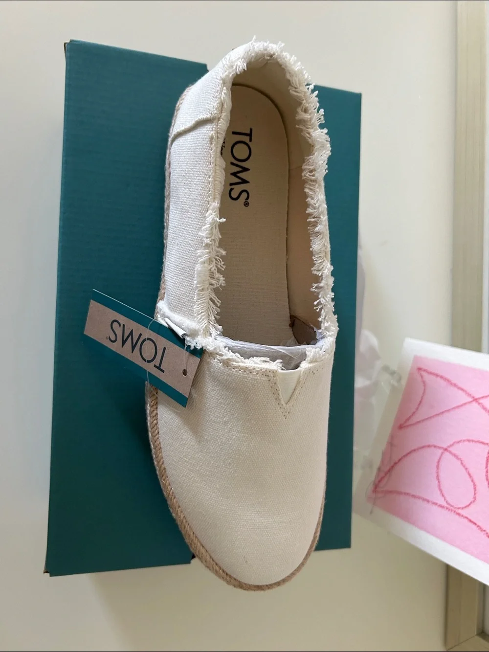 TOMS Women’s Cream Espadrille Platform Slip-On with Braided Jute